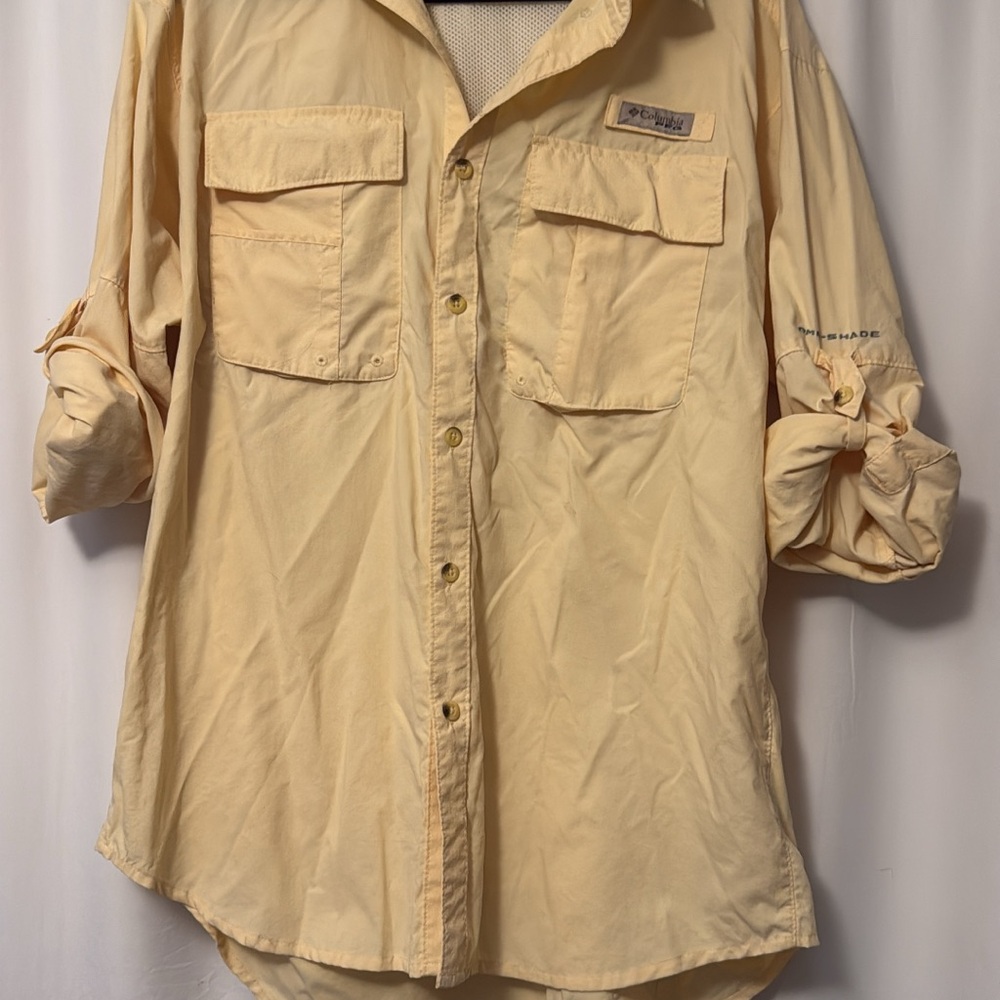 Yellow Columbia PFG Fishing Shirt